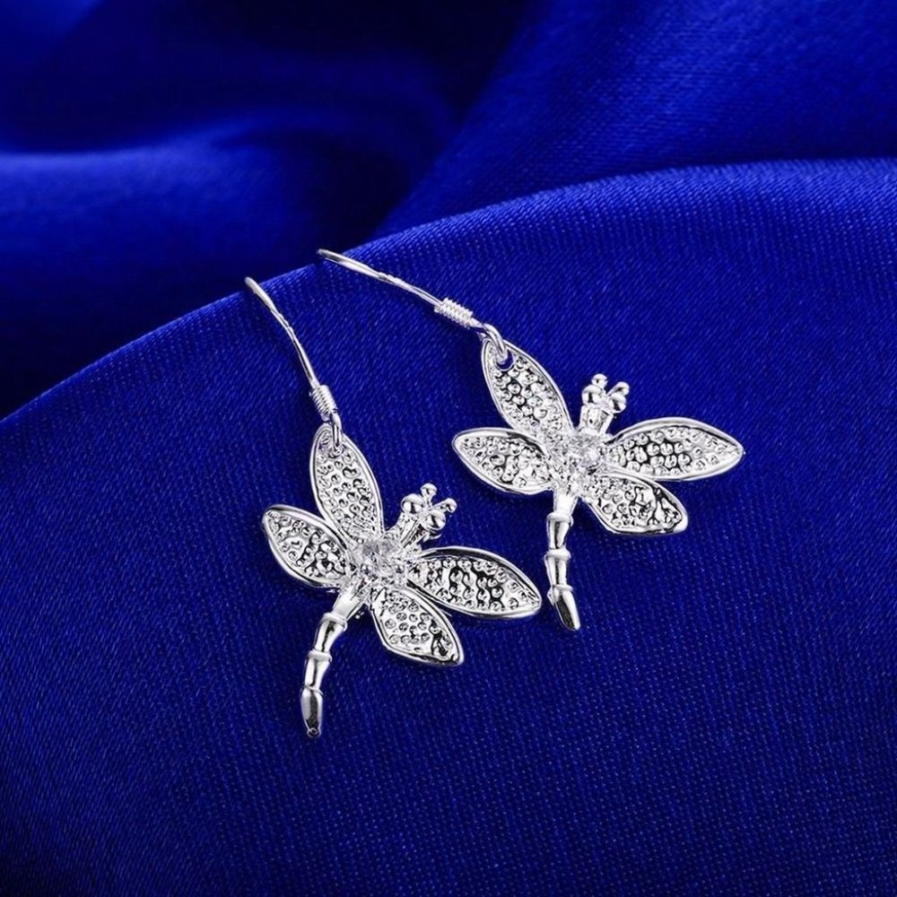 Selena Serenity Dragonfly Dangle Earrings Sterling Silver Gift Boxed.